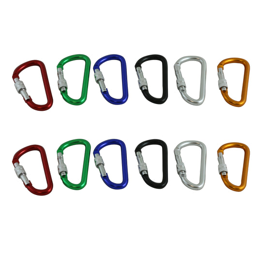 12PCS Carabiner Hook Keychain with Lock